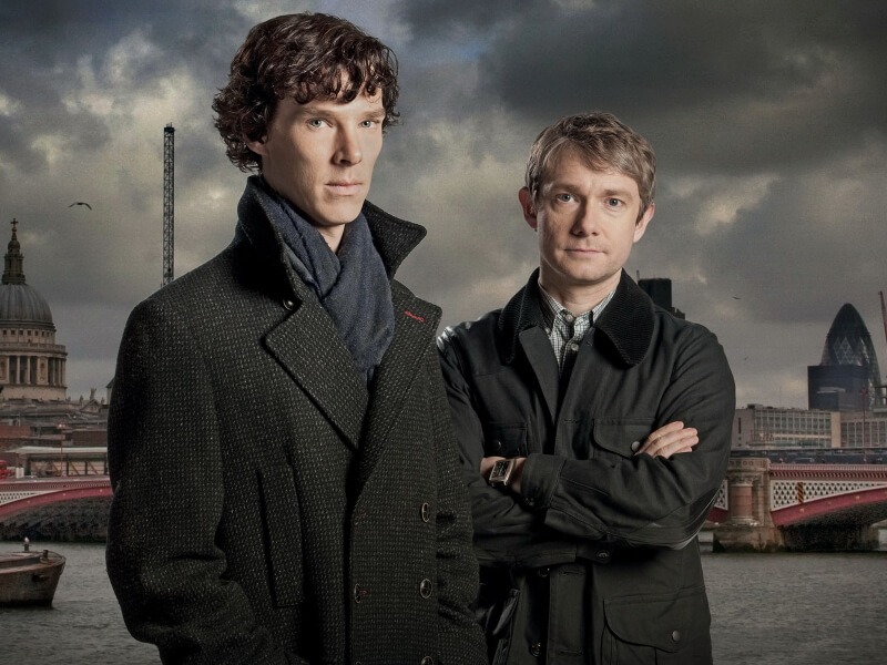 Sherlock Holmes and Dr Watson as Benedict Cumberbatch and Martin Freeman
