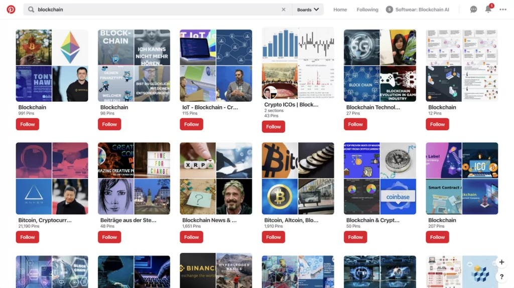 Pinterest blockchain board theme 