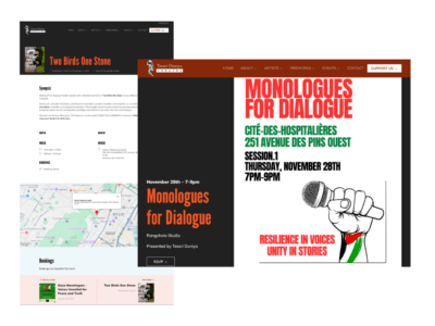 Screenshot of Teesri Duniya Theatre's new website designed and build by Third Wunder